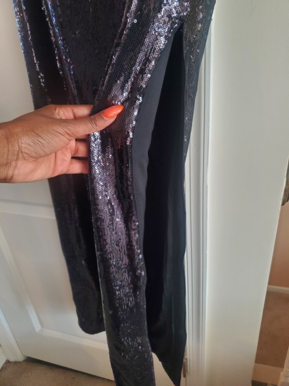 Halston Heritage Black Sequin Slit Skirt